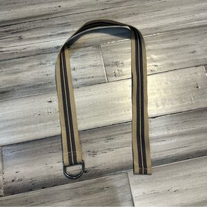 khaki and navy striped D-ring canvas web belt Size 32 Waist Men’s